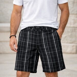 O’Neill Black & Gray Plaid Shorts – Size 34